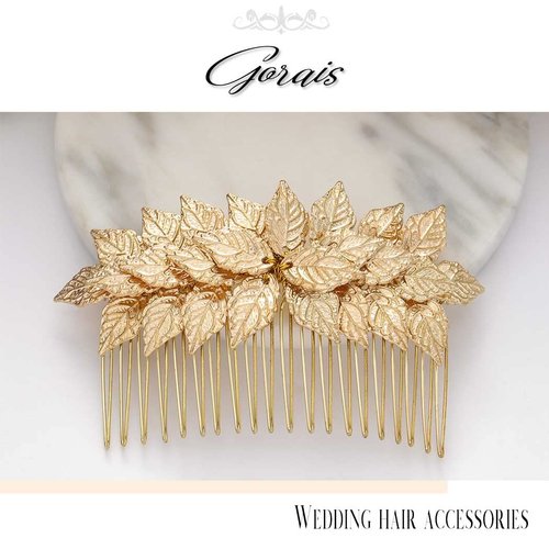 Gorais Gold Leaf Wedding Hair Comb Leaves Bridal Hair Piece Bride Hair Accessories for Women and Girls
