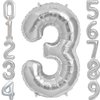 FINGCRO Silver Foil Balloons Number 3, 42 inch