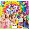 Tie Dye Birthday Backdrop, Tie Dye Party Supplies Birthday Decorations, Rainbow Birthday Banner Background, 60's 70's Hippie Theme Groovy Birthday Party Decorations, 71 x 43 Inches