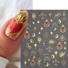 8 Sheets Gold Sun Star Nail Art Stickers Bronzing Moon Nail Decals 3D Self-Adhesive Red Heart Nail Stickers Exquisite Glitter Rose Gold Silver Star Moon Design Women Girls for DIY Nail Decorations
