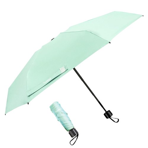 TradMall Mini Travel Umbrella, Portable Lightweight Compact Parasol with 95% UV Protection for Sun & Rain, Green