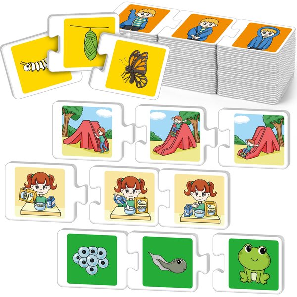 Kasfalci Sequencing Puzzle Cards,Sequence Board Game for Kids,Speech Therapy Materials for Autism,Storytelling,Social Skills,Sentence Building,Toddler Puzzles,Learning Activities,Classroom &Homeschool
