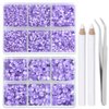 LPBeads 6400 Pieces Violet Purple Hotfix Rhinestones Flat Back 5 Mixed Sizes Crystal Round Glass Gems with Tweezers and Picking Rhinestones Pen