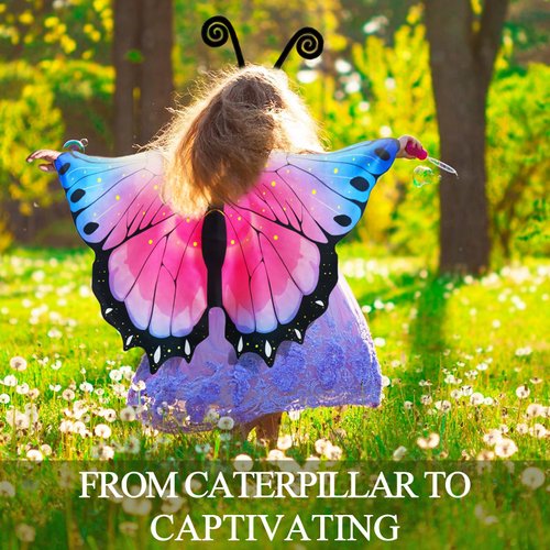 iROLEWIN Toddler Kids-Butterfly-Wings-Costume for Girls-Dress-up Mask Headband, Butterfly Dress Up Wings Halloween Party Favors (Pink)