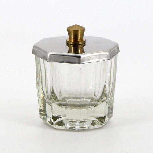 lasenersm 2 Pieces Mini Glass Dappen Dish with Stainless Steel Lid Nail Art Acrylic Powder Nail Art Tools Glass Cup Glass Dappen Cup