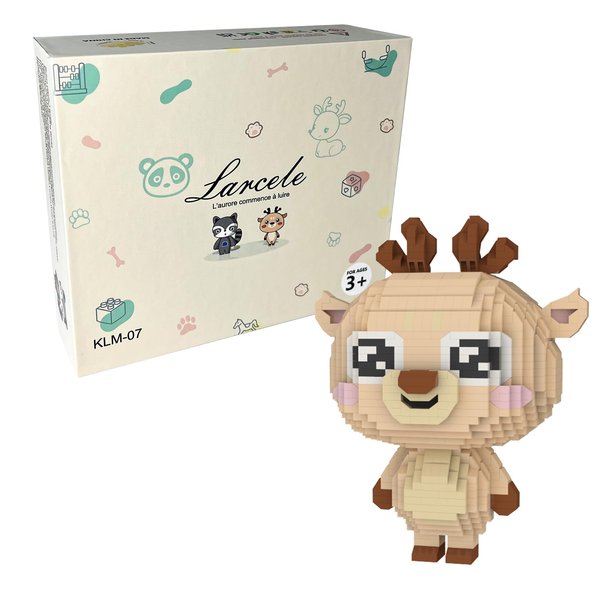 Larcele Animal Series Micro Building Blocks Animal Set, DIY Mini 3D Building Toy Bricks,1123 Pieces KLJM-07 (Sika Deer)
