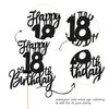 1 PCS Happy 18th Birthday Cake Topper Glitter Cheers to 18 Years Birthday Cake Pick Eighteen Hello 18 Fabulous Cake Decoration for Happy 18th Birthday Anniversary Party Decorations Supplies Black