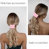 Jaciya 12 Packs Pink Hair Scrunchies Satin Scrunchy Elastic Band Hair Bobbles Scrunchies Hair Ties Ponytail Holder Hair Accessories for Women Girls