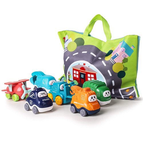 ALASOU Baby Cartoon Car Toys with Playmat/Storage Bag|1st Birthday Gifts for Toddler Toys Age 1-2|Baby Toys for 1 2 3 Year Old Boy|1 2 Year Old Boy Gift for Infant 12-18 Month