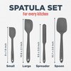 Culinary Couture 4-Piece Grey Silicone Baking Spatula Set - Rubber Spatulas Silicone Heat Resistant up to 608°F, BPA-Free - Silicone Spatula Set for Nonstick Cookware - Silicone Baking Utensils