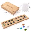 Ceebyfa Mancala Board Game for Kids, Adults & Family. Includes Folding Rubber Wood Board, 48+10 Mancala Stones & Instruction. Classic & Portable Marble Game for Travel.(Natural Color)
