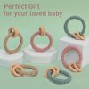Dirbabi Baby Teether, One Piece Design Silicone & Beech Teething Ring Toy for Babies, BPA Free (Power Rose)