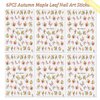 Autumn Maple Leaf Nail Art Stickers Fall Leaf Nail Decals 6PCS Leaf Plant 3D Self-Adhesive Nail Art Supplies Decals Fall Sticker for Nails Holiday Manicure Accessories for Women Nail Art Decorations