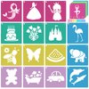 LanMa 30 Pieces Drawing Stencils for Kids Girls 8 x 8 Inches Kids Colorful Plastic Stencils Painting Templates Sidewalk Chalk Stencils