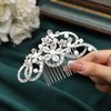 Latious Flower Bride Wedding Hair Comb Silver Pearl Bridal Hair Clip Crystal Hair Piece Sparkly Hair Accessories for Women and Girls
