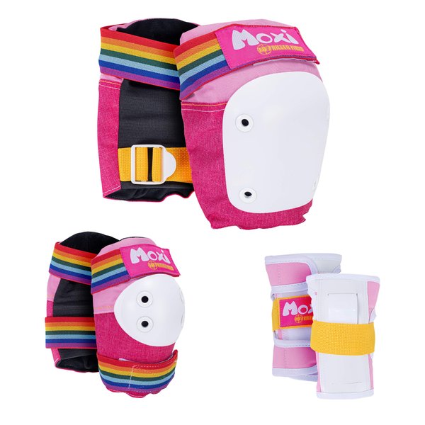 187 Killer Pads Moxi Skate Knee Pads, Elbow Pads, and Wrist Guards, Six Piece Pad Set, Pink, X-Small