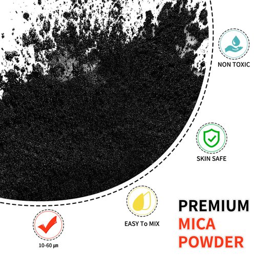 Yipoyilo Mica Powder - 75g Mica Powder for Epoxy Resin - Metallic Color Pigment for Resin, Soap, Bath Bombs, Eye Shadow, Nails, DIY Crafting Projects etc. (Black)