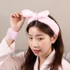 3-Pack Spa Headband and Wristband Set,Soft Plush Makeup Skincare Headband Wrist Bands Cute Bunny Rabbit Ears Face Wash Headband and Towel Wristband Set for Women Girls Washing Face Skin Care (A-Pink)