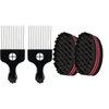 2 Hair Sponge & 2 Hair Pick (Pack) Afro Comb, Hair Pick and & Hair Styling Sponge