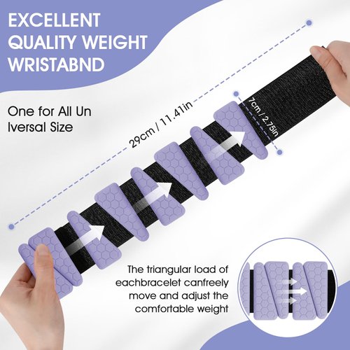 Wrist Weights, 2Pack Adjustable Silicone Weighted Bangles for Women and Men, Wearable Wrist Ankle Weights Suitable for Yoga, Walking and Gym, Arm & Leg Workout, 2lb (Purple)