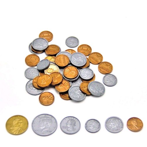 hand2mind Fake Money Coin Kit, Detailed Fake Coins, Prop Money, Toy Money, Play Money for Kids, Realistic Money, Pretend Money for Kids Learning, Play Money Set, Plastic Coins (Set of 500 Coins)