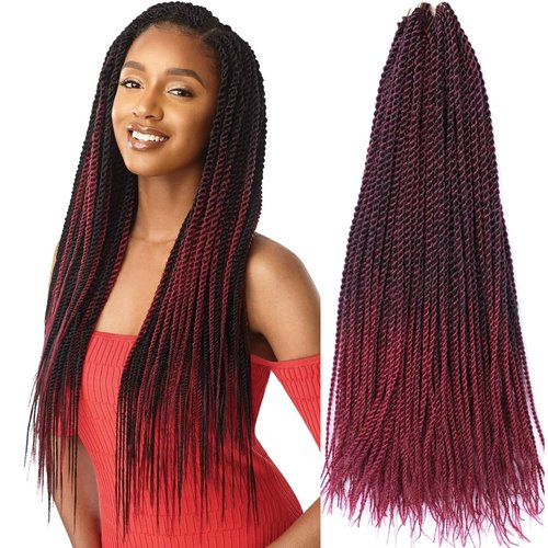 Smilco 18-Inch Senegalese Twist Crochet Hair - 6 Packs of Crochet Hair Twist - Soft Dread Crochet Hair - Prelooped Crochet Hair for Black Women- Color T1B/BURG