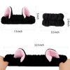 WHAVEL 3PCS Spa Headband and Wristband Set, Cute Cat Ears Headband for Washing Face Makeup Headband Face Wash Headband Wrist Bands(Black)