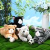 Libima 4 Pcs 14 Inch Cat Stuffed Animals Bulk Cute Fluffy Kitten Plush Soft Stuffed Cat Dolls Tabby Cat for Boys Girls Birthday Baby Shower Pet Party Favor Decor Gifts