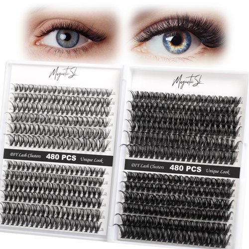 Lash Clusters 480 Clusters 60D 80D Thick Eyelash Extension 30D 40D Fluffy Individual Eyelashes D ...