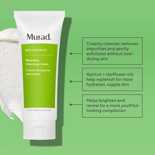 Murad Renewing Cleansing Cream Travel - Resurgence Anti-Aging, Cleansing Cream Face Wash - Hydrating Daily Face Cleanser, 2.0Fl Oz
