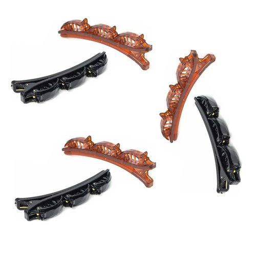 JJLFresheners Hair Clip, 6 Count - Double Layers Twist Band French Braider Hair Tool, Hairpin Headband, Hair Accessory for Half-up Styles, Ponytails, Braids, Black and Brown