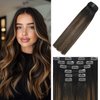 WindTouch Clip in Hair Extensions Human Hair Extensions 18 Inch 120g 7pcs #2T6P2 Dark Brown to Chestnut Brown Balayage Clip in Hair Extensions Clip in Hair Extensions Real Human Hair Double Weft