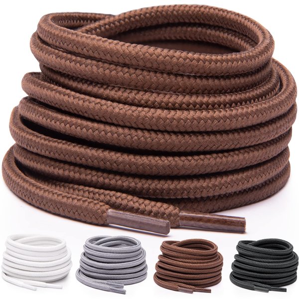 Miscly Round Shoelaces [1 Pair] 5/32″ Thick - For Shoes, Sneakers & Boots (36″, Brown)