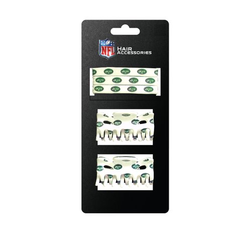 NFL New York Jets Hair Accessory 2-Hair Clips and 3-Elastic Ponytail Bands