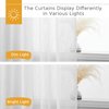 RYB HOME Short White Linen Curtains 45 inches Long, Cortinas para Cuarto Semi Sheer Curtains Rod Pocket Bedroom Kitchen Bathroom Window, White, W 52 x L 45, Set of 2