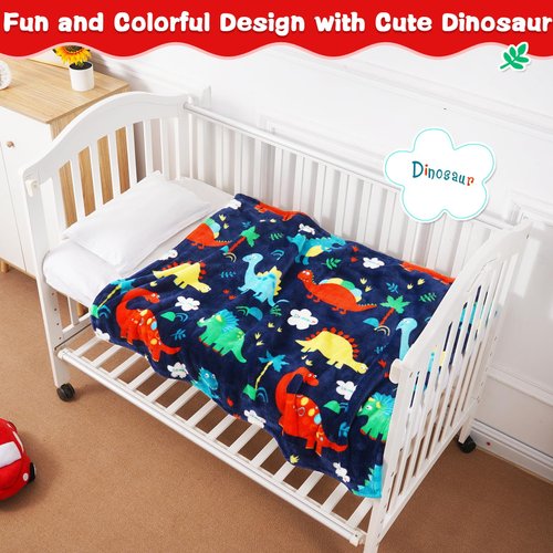 Lukeight Dinosaur Toddler Blanket for Boys and Girls, 380GSM Thick Soft Cartoon Baby Blanket for 1 2 3 Year Old Boy, Small Warm Dinosaur Fleece Baby Blanket for Crib, Bed, Travel-40x30 Inches