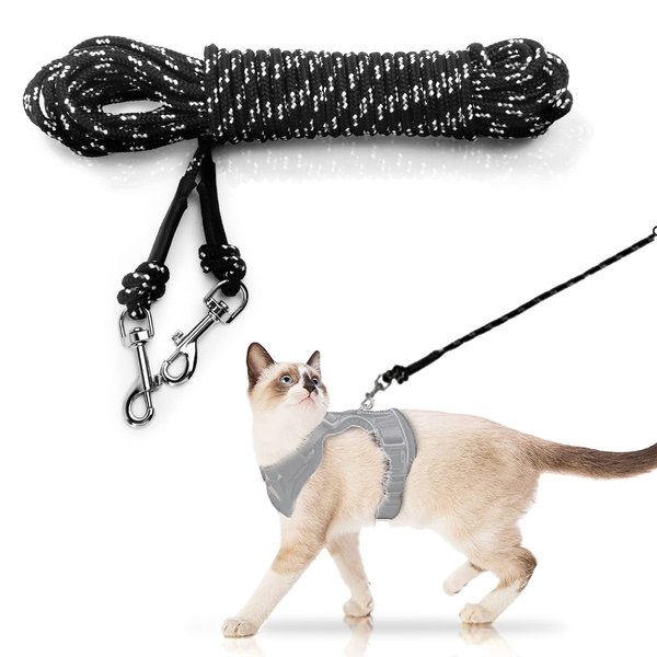 Extra Long Cat Leash for Yard, Lightweight Outdoor Cat Leash Long Light Extension, Long Thin Lead for Rabbits, Kitten, Puppy and Small Animals (4.5M/ 15FT)