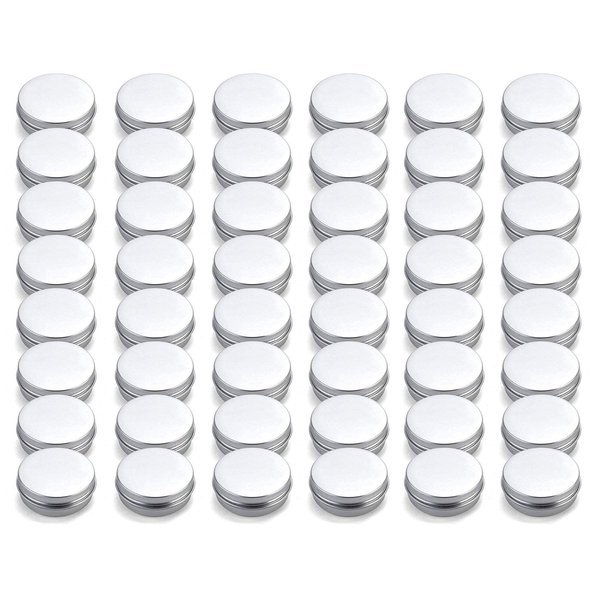 Tosnail 48 Pack 2 oz. Aluminum Round Lip Balm Tin Containers with Screw Thread Lid - Great for Spices, Candies, Tea or Gift Giving