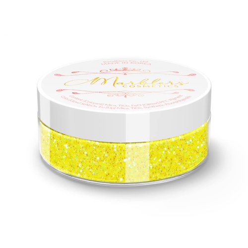 MARBLERS Holographic Face & Body Glitter [Rainbow Yellow] 0.18oz (5g) | Chunky | Chopped | Flake | Non-Toxic | Vegan | Cruelty-Free | Festival, Rave & Party Makeup | Eye, Hair, Nail Polish, Eyeshadow
