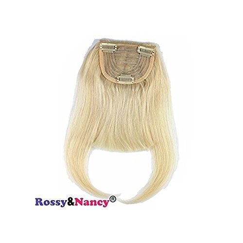 Voloria #613 Blonde Color Brazilian Human Hair Clip-in Hair Bang Full Fringe Short Straight Hair Extension for women 6-8inch