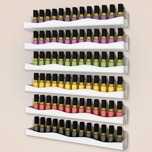 YMVV 15" Nail Polish Racks Wall Mounted Shelf,6 Pack White Acrylic Nail Polish Organizer Nail Supplies for Nail Techs,Great Display for Salons Retailers