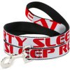 Dog Leash - Party-Sleep-Repeat White Red - Wide 1.5"