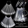 Fcozpjk Nail Color Swatch Sticks with Ring, 150pcs Ballerina Square Stiletto Clear Nail Tips, Nail Polish Display Sample Sticks, Practice Nail Tips, Nail Salon Supplies