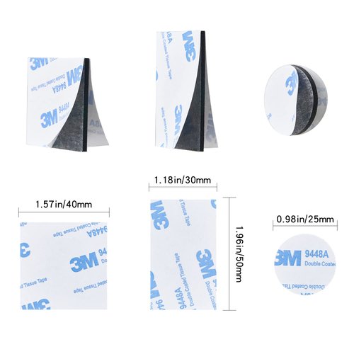 60Pcs Double Sided Foam Tape Strong Pad, Self-Adhesive Tape Include Square Round and Rectangular, Super-Sticky Adhesive Mounting Suitable for Walls and Door, Wood, Metals, Glass, Papers (Black)