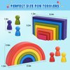 BOZE SUPOD Wooden Toys, Montessori Toys for Kids 3 4 5 6+Years Old Boys Girls Rainbow Stacking Blocks Set Preschool Activites Educational Toy Gifts for Toddler-19PCS