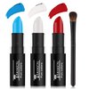 DAMUSI Blue Red White Face Paint Sticks Professional Eye Black Football Baseball Softball,Convenient Design Halloween Face Paint Makeup for Adults and Kids（Blue/White/Red Body Paint Sticks）