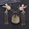 Alloy Hair Sticks Pins Long Tassel Hanfu Chinese Hair Comb/Earrings Set, female, Traditional Classical (Style B)