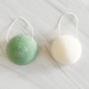 Gentle Exfoliating Sponge | Refresh Beauty Products | Konjac Face Scrubber | Dead Skin Remover | Soft and Effective | 2 Piece Set, White, Green