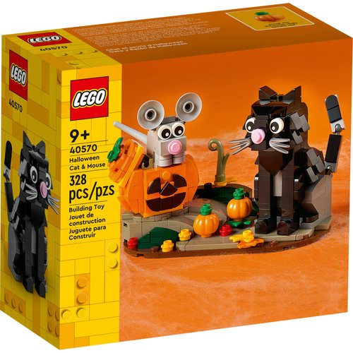 Lego Halloween Cat & Mouse 40570 Building Kit, Whimsical Halloween Décor with Adorable Cat, Mouse, and Pumpkin Toys, Halloween Toy