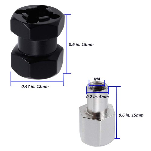 Alloy 12mm Wheel Hub Hex Spacer 15mm Offset Extension Drive Adapter for 1/10 RC Crawler Truck (15mm)